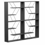 Bookcase Tars dark grey-black 168x24x157cm