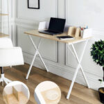 Zervan melamine work desk in natural-white shade 90x50x85cm - Image 2