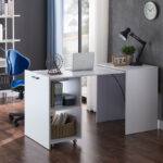 Tivizual polymorphic cabinet-work desk folding melamine in white shade 140x60x72cm - Слика 2