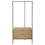 Entrance furniture Keila melamine in natural shade and black metal 85x45x190cm - Слика 3