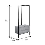 Entrance furniture Keila melamine in natural shade and black metal 85x45x190cm - Слика 4