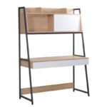 Работна маса од меламин од џерси во природно-бела нијанса и антрацит метал 124x54x171 см