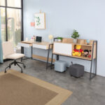 Jersey melamine work desk in natural-white shade and anthracite metal 124x54x171cm - Слика 3
