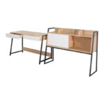 Jersey melamine work desk in natural-white shade and anthracite metal 124x54x171cm - Слика 4