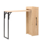 Winely melamine bar table in natural shade and black metal 122x44.5x108cm