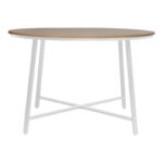 Gianno melamine table in natural shade and white metal leg Φ120x76cm - Image 2