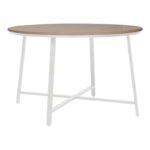 Gianno melamine table in natural shade and white metal leg Φ120x76cm