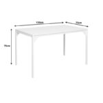 Chan melamine table in white shade and white metal leg 120x75x75cm - Image 3