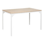 Chan melamine table in oak shade with white metal leg 120x75x75cm