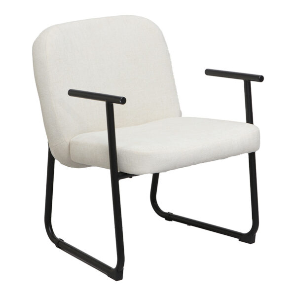 Vindor armchair cream fabric with black metal leg 65x68.5x79.5cm