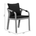 Spice armchair solid acacia wood-fabric black 66x58x75cm - Слика 2