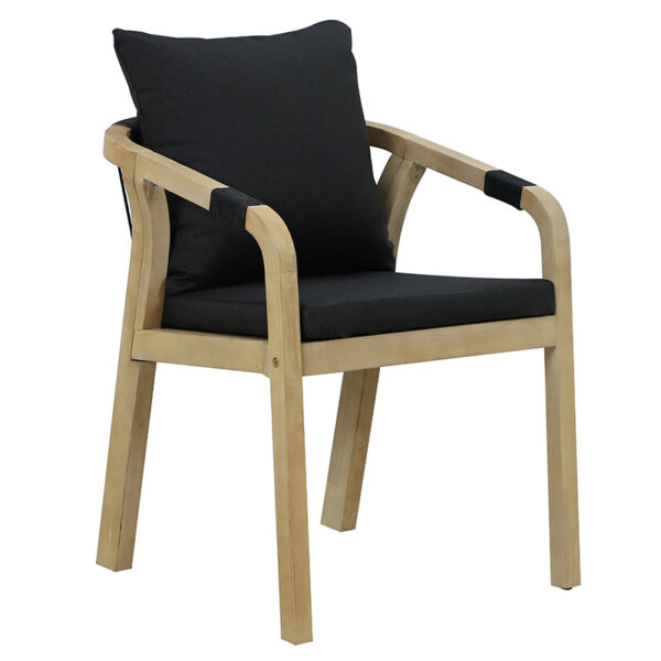 Spice armchair solid acacia wood-fabric black 66x58x75cm