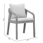 Malibu armchair solid acacia wood-beige fabric 66x55x75cm - Слика 2