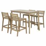 Dining bar Bravo 5pcs solid acacia wood