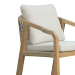 Bar stool Luciana solid acacia wood-beige fabric 68x55x97.5cm - Слика 2