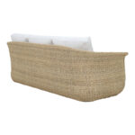 Three-seater sofa Gogi aluminum-synthetic wicker in natural color-beige fabric 225x83x73cm - Image 3