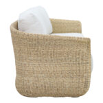 Three-seater sofa Gogi aluminum-synthetic wicker in natural color-beige fabric 225x83x73cm - Image 4