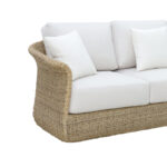Three-seater sofa Gogi aluminum-synthetic wicker in natural color-beige fabric 225x83x73cm - Image 5