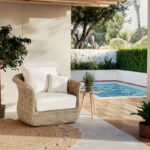 Armchair Gogi aluminum-synthetic wicker in natural color-beige fabric 100x83x73cm - Image 2