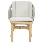 Farem armchair solid eucalyptus wood-beige fabric 53x60x80cm - Слика 3