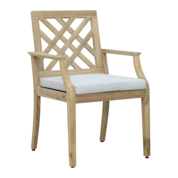 Bolen armchair solid acacia wood-beige fabric 59x63.2x90cm