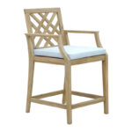 Amalfi bar stool solid acacia wood-beige fabric 59x63.5x104.9cm