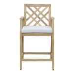 Amalfi bar stool solid acacia wood-beige fabric 59x63.5x104.9cm - Слика 4