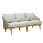 Peregine 4pc living room set solid eucalyptus wood-beige fabric - Слика 3