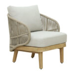 Peregine 4pc living room set solid eucalyptus wood-beige fabric - Слика 4