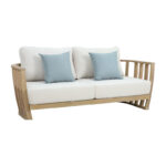 4pc Eron living room set solid eucalyptus wood-beige fabric - Слика 3