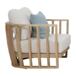 4pc Eron living room set solid eucalyptus wood-beige fabric - Слика 6