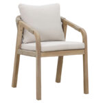 Dining table Poza-Malibu 7pcs solid acacia wood-beige fabric - Слика 3