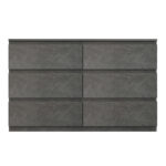 Chest of drawers Cindy 6 drawers marble gray 120x40x75cm - Image 2
