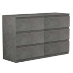 Chest of drawers Cindy 6 drawers marble gray 120x40x75cm