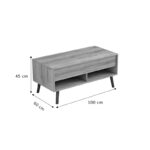 Skyfi coffee table with waiter natural-charcoal 100x60x45cm - Image 6