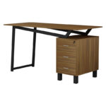 Office desk with drawers Prosper melamine walnut-black 140x60x76cm - Слика 3