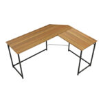 Right corner office desk Impetus melamine walnut-black 150x50x75cm - Слика 3
