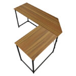 Right corner office desk Impetus melamine walnut-black 150x50x75cm - Слика 4