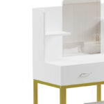Dressing table-mirror with stool Excellence white melamine-gold metal 90x40x120cm - Image 4