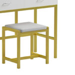 Dressing table-mirror with stool Excellence white melamine-gold metal 90x40x120cm - Image 5