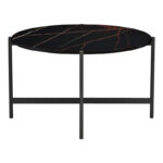 Coffee table Aisle black marble melamine-black metal D80x45cm - Image 3