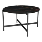 Coffee table Aisle black marble melamine-black metal D80x45cm - Image 4