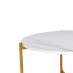 Coffee table Aisle white marble melamine-gold metal D80x45cm - Image 5