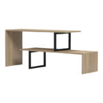 Tv stand Lilant melamine board in sonoma color and black metal leg 160x30x45cm - Image 2
