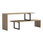 Tv stand Lilant melamine board in sonoma color and black metal leg 160x30x45cm