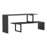 Tv stand Lilant melamine in grey color and black metal leg 160x30x45cm