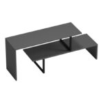 Tv stand Lilant melamine in grey color and black metal leg 160x30x45cm - Image 3