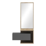Kendi Entryway Furniture by Pakoworld, wall-mounted with mirror, in grey-sonoma finish 49.1x31.3x90 cm - Слика 2