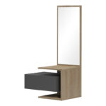Kendi Entryway Furniture by Pakoworld, wall-mounted with mirror, in grey-sonoma finish 49.1x31.3x90 cm - Слика 3