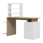 Ofiice desk with a bookshelf and a cabinet Meza in sonoma-white color 146.3x55x128.8cm - Слика 4